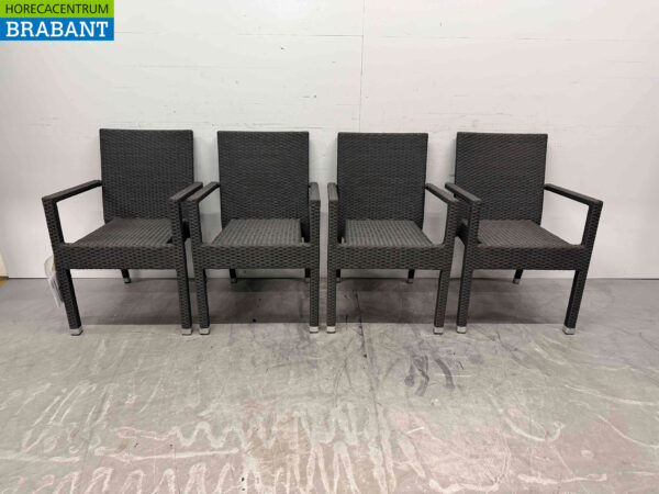 Bolero polyrotan chairs with armrest anthracite (4 pieces) Catering