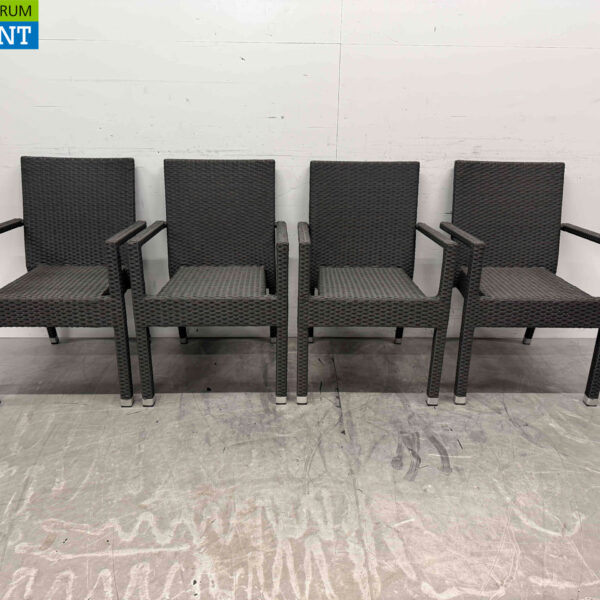 Bolero polyrotan chairs with armrest anthracite (4 pieces) Catering