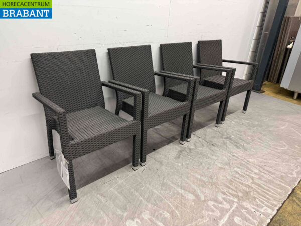 Bolero polyrotan chairs with armrest anthracite (4 pieces) Catering - Image 2