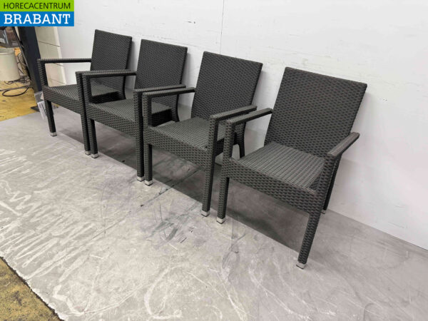 Bolero polyrotan chairs with armrest anthracite (4 pieces) Catering - Image 3