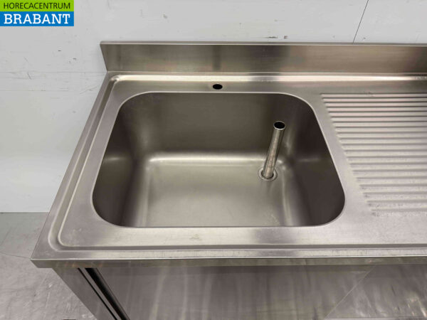 Stainless steel Sink Table Sink 2 Sliding Doors 140 cm Catering - Image 4