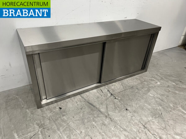 Stainless steel Wall Cabinet 2 sliding doors 140 cm Horeca - Image 3