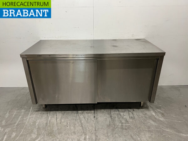 Stainless steel Work Cabinet 2 sliding doors 160 cm Catering