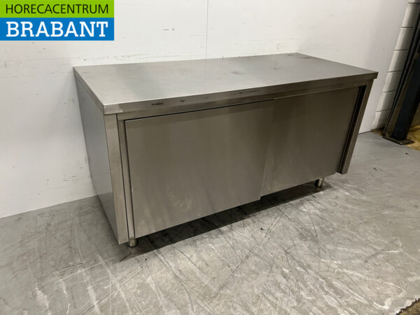 Stainless steel Work Cabinet 2 sliding doors 160 cm Catering - Image 2