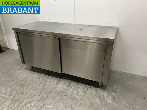 Stainless steel Work Cabinet 2 sliding doors 160 cm Catering - Image 3