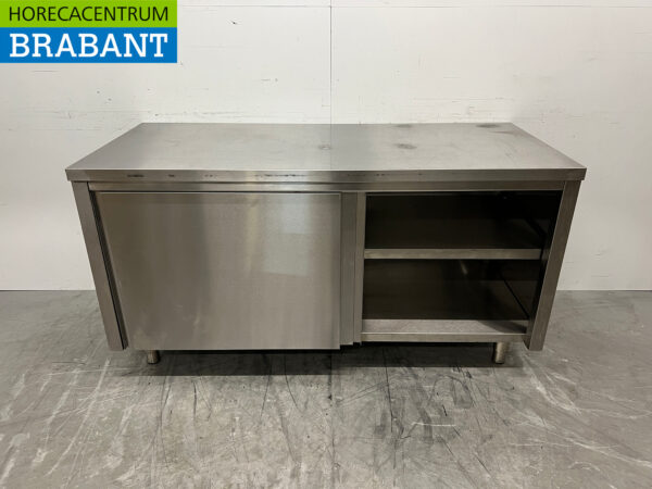 Stainless steel Work Cabinet 2 sliding doors 160 cm Catering - Image 4