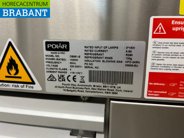 Polar Refrigerated Patisserie Display Case 385 liters 230V Catering - Image 8