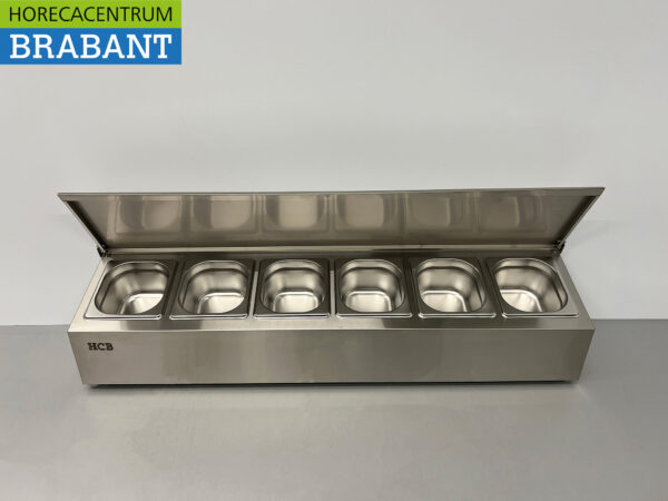 Stainless steel HCB GN tray holder with lid 6 x 1/6 gastronorm GN 106 cm Horeca - Image 4