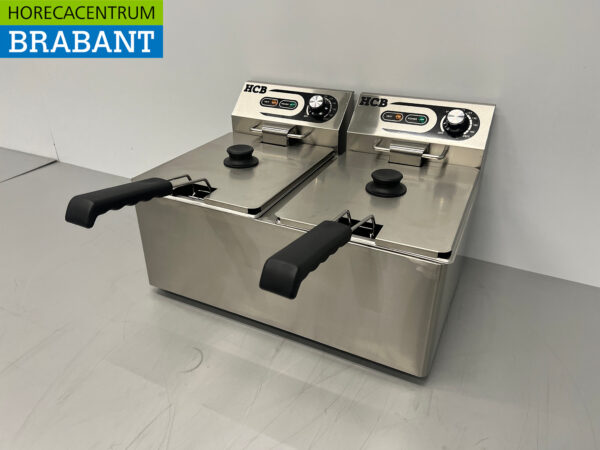 Stainless steel HCB Double Fryer Fryer 2 x 8 liters 230V Catering - Image 2
