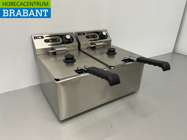 Stainless steel HCB Double Fryer Fryer 2 x 8 liters 230V Catering - Image 3