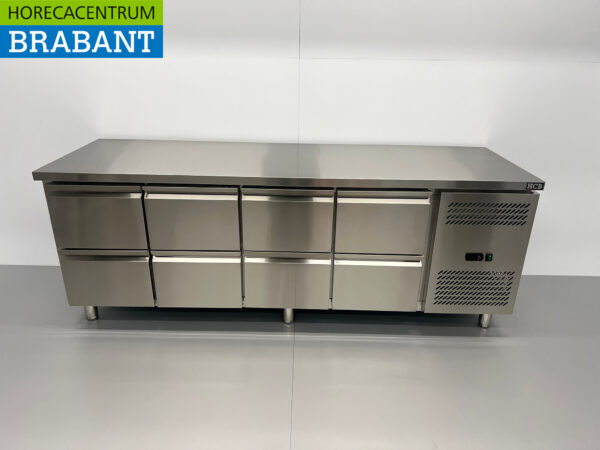 Stainless steel HCB Refrigerated workbench 8 drawers 223 cm 230V Horeca