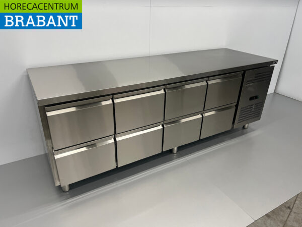 Stainless steel HCB Refrigerated workbench 8 drawers 223 cm 230V Horeca - Image 3