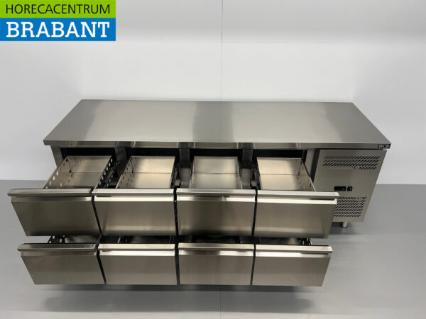 Stainless steel HCB Refrigerated workbench 8 drawers 223 cm 230V Horeca - Image 4