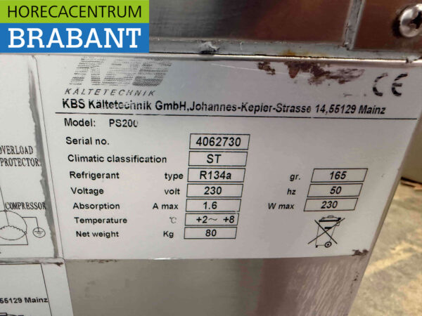 Stainless steel KBS Refrigerated Workbench 2 doors 90.5 cm 230V Horeca - Image 5