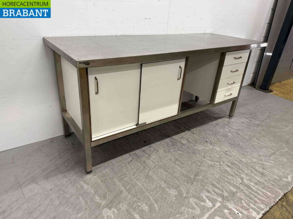 Stainless steel Trespa Work Cabinet 4 drawers and 2 sliding doors 190.5 cm Catering - Image 2