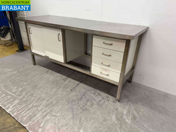 Stainless steel Trespa Work Cabinet 4 drawers and 2 sliding doors 190.5 cm Catering - Image 3