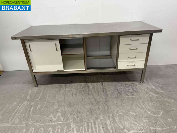 Stainless steel Trespa Work Cabinet 4 drawers and 2 sliding doors 190.5 cm Catering - Image 4