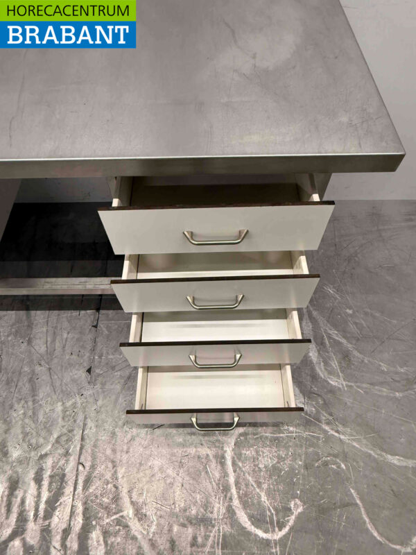 Stainless steel Trespa Work Cabinet 4 drawers and 2 sliding doors 190.5 cm Catering - Image 5