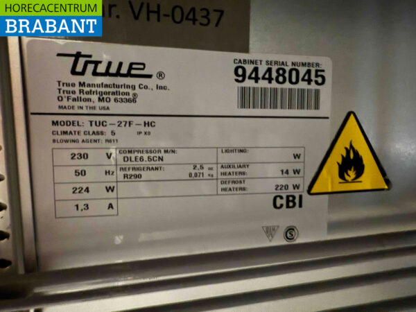 True stainless steel Refrigeration 200 liters 230V Catering - Image 5