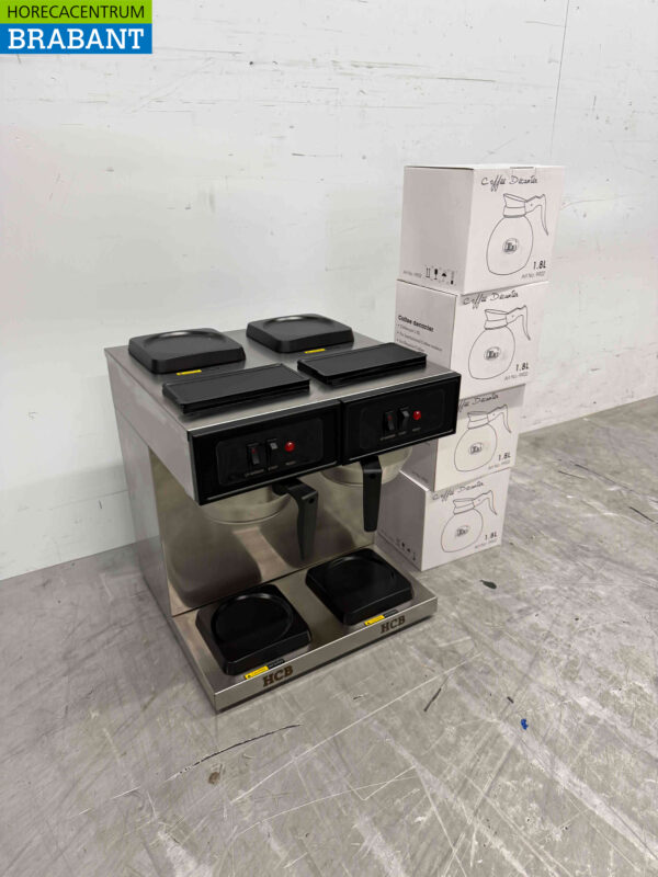 HCB stainless steel Double Coffee Machine Coffee machine with 4 jugs 1.8 liters 230V Catering - Image 2
