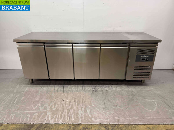 Stainless steel Ecofrost Refrigerated Workbench 4 doors 223 cm 230V Catering