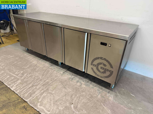 Stainless steel Refrigerated Workbench 4 doors 224.5 cm 230V Catering - Image 2