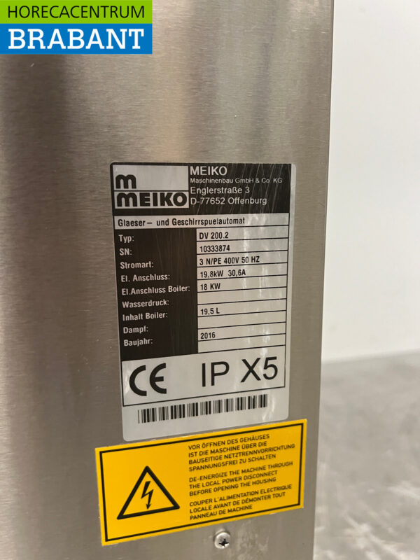Stainless steel Meiko DV200.2 Double Sliding Dishwasher 400V Catering - Image 7