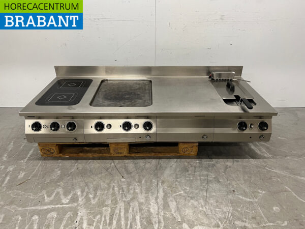 Stainless steel MKN Baking line Electric stove with griddle and fryer 170 cm 400V Horeca