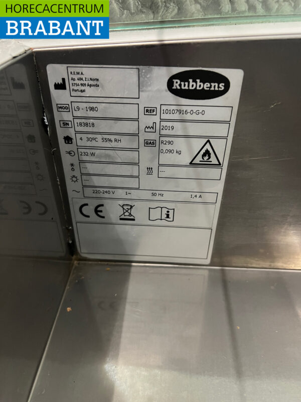 Stainless steel Rubbens Top-mounted display case Top-mounted refrigerated display case saladière 9 x 1/3 GN 200 cm Horeca - Image 4