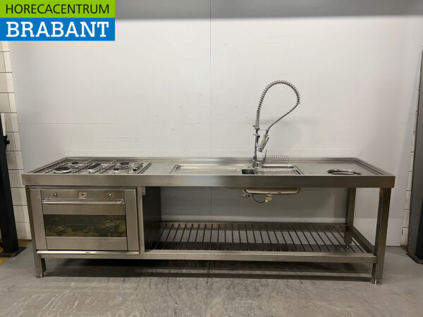 Stainless steel Sink Table double sinks Premium-line Welded model 200 cm Catering (kopie)