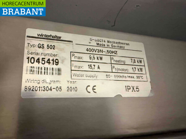 Stainless steel Winterhalter GS502 GS 502 Slide-through dishwasher 400V Horeca - Image 5