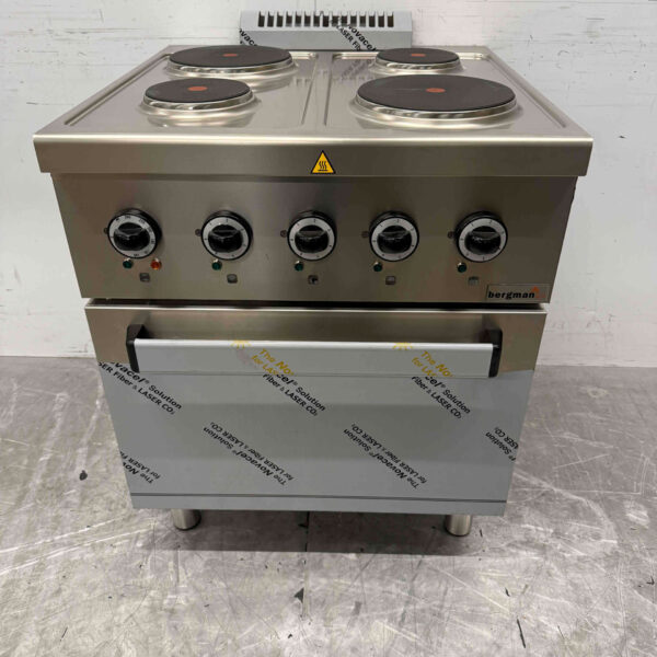 Stainless steel MBM 4 burner electric stove stove with oven 70 cm 400V Horeca