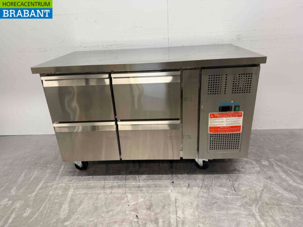 Stainless steel Polar Refrigerated Workbench 4 drawers 136 cm 230V Catering