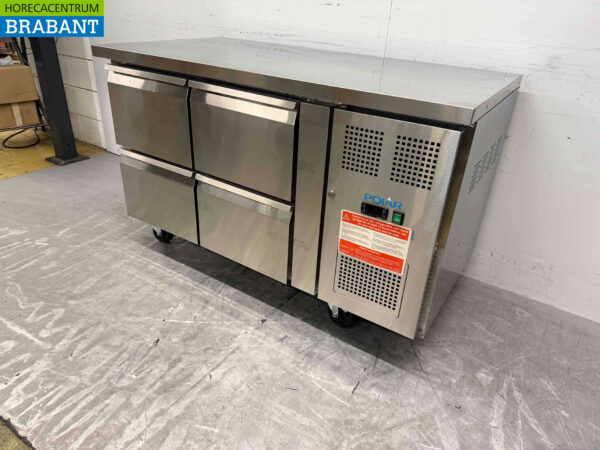 Stainless steel Polar Refrigerated Workbench 4 drawers 136 cm 230V Catering - Image 2
