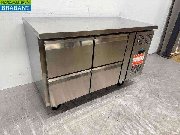 Stainless steel Polar Refrigerated Workbench 4 drawers 136 cm 230V Catering - Image 3