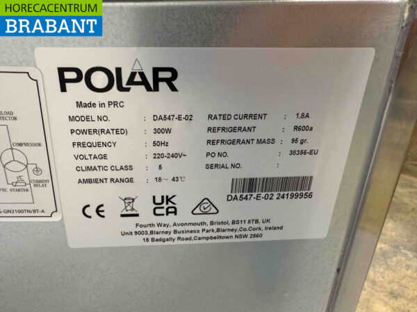 Stainless steel Polar Refrigerated Workbench 4 drawers 136 cm 230V Catering - Image 5