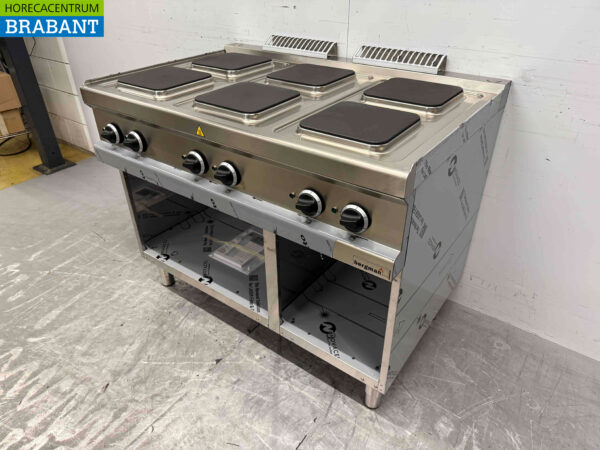 Stainless steel MBM 6 burner electric stove stove with open base 110 cm 400V Horeca - Image 3