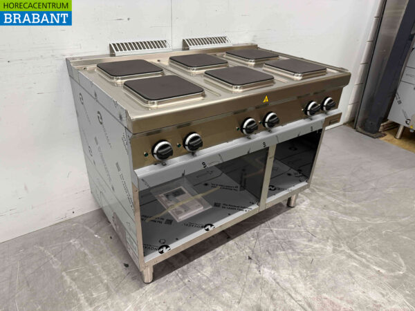Stainless steel MBM 6 burner electric stove stove with open base 110 cm 400V Horeca - Image 4