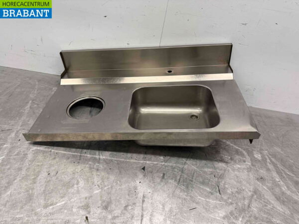 Stainless steel sink top with waste hole 120 cm Catering