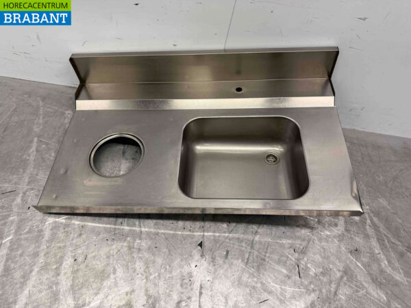 Stainless steel sink top with waste hole 120 cm Catering - Image 2