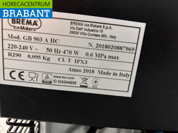 Stainless steel Brema GB 903 A HC Peeling ice machine 113 kg per day 230V Horeca - Image 5