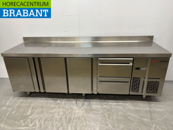 Stainless steel Infrico Refrigerated Workbench 3 doors and 2 drawers 245 cm 230V Horeca