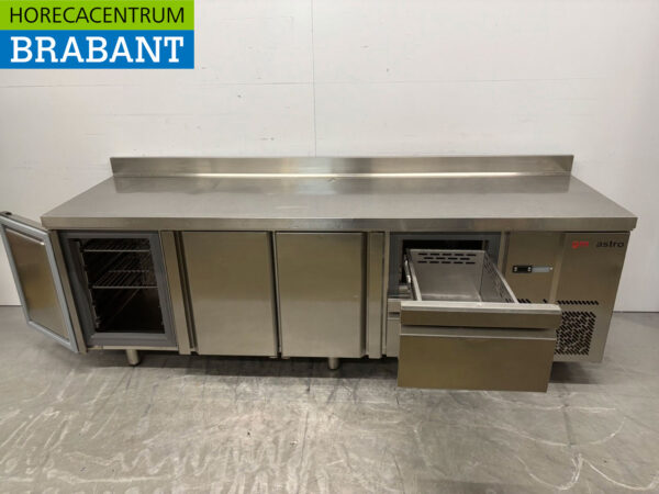 Stainless steel Infrico Refrigerated Workbench 3 doors and 2 drawers 245 cm 230V Horeca - Image 3