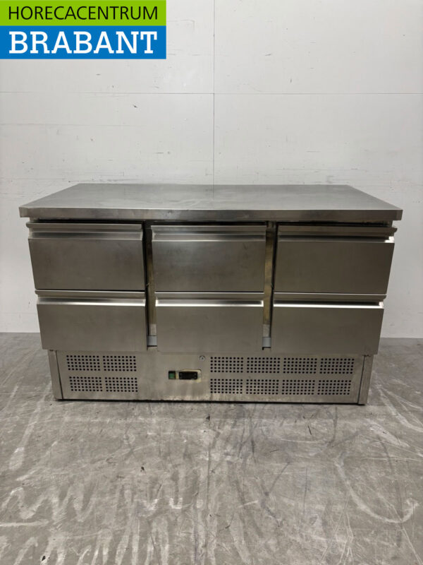 Stainless steel Refrigerated Workbench 6 drawers 137 cm 230V Catering