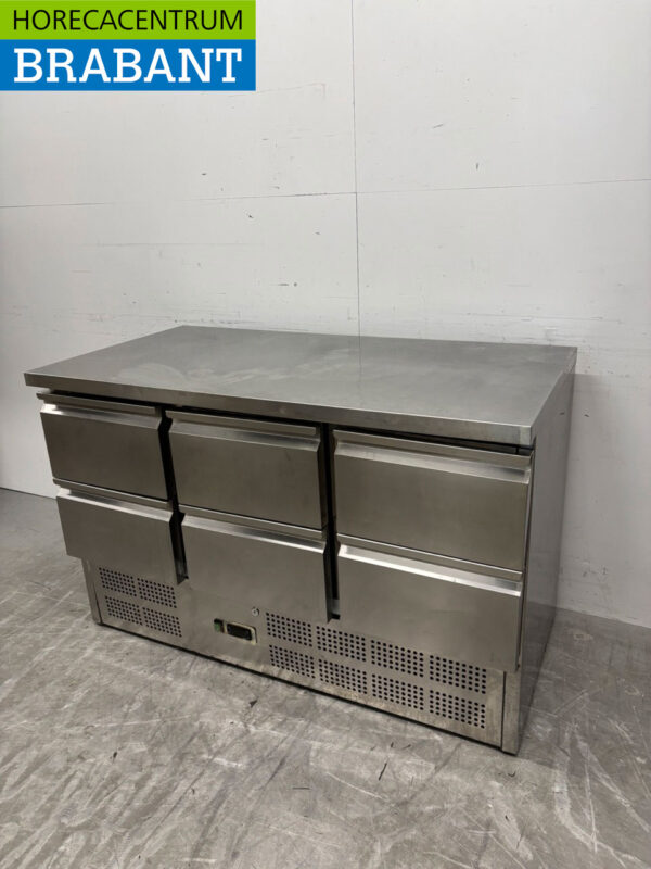 Stainless steel Refrigerated Workbench 6 drawers 137 cm 230V Catering - Image 2
