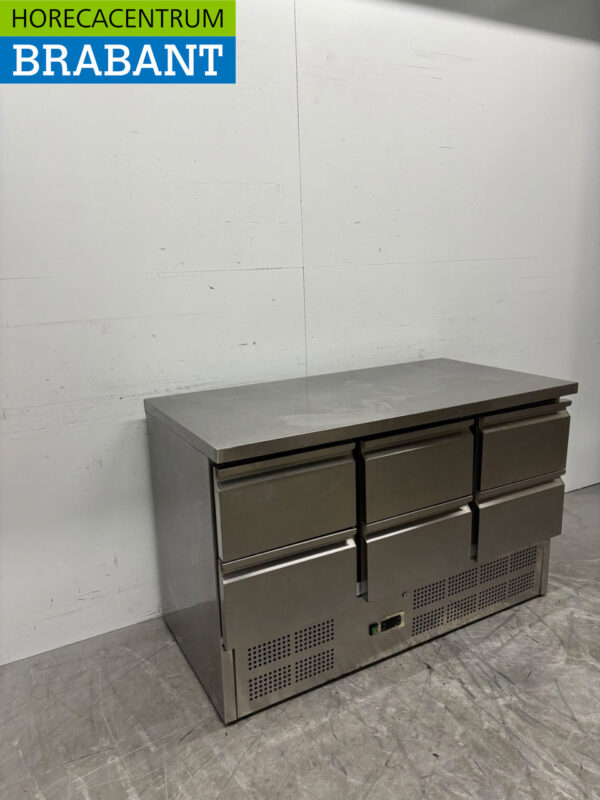 Stainless steel Refrigerated Workbench 6 drawers 137 cm 230V Catering - Image 3
