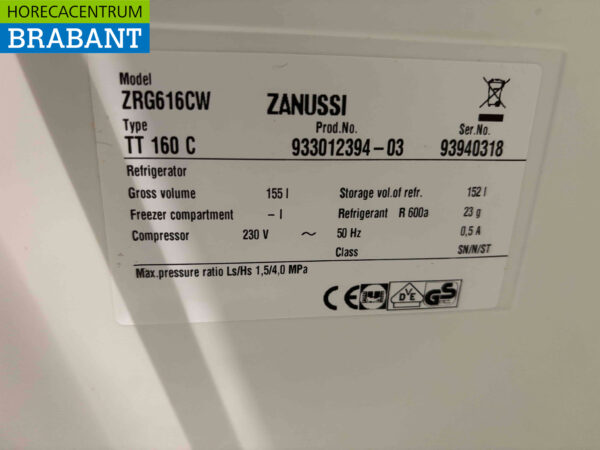 Zanussi Table Top Refrigerator Refrigerator 155 liters 230V Catering - Image 6