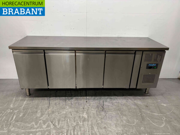 Stainless steel Polar G598 Refrigerated workbench 4 doors 223 cm 230V Catering