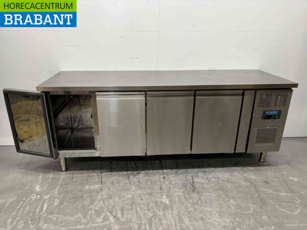 Stainless steel Polar G598 Refrigerated workbench 4 doors 223 cm 230V Catering - Image 2