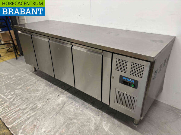 Stainless steel Polar G598 Refrigerated workbench 4 doors 223 cm 230V Catering - Image 3
